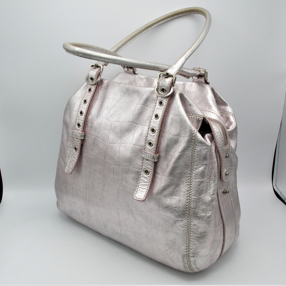 FRANCESCO BIASIA Silver Pink METALLIC Leather BAGI barely used!